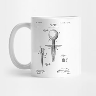 Golf Tee Patent - Golfing Tee Art - Black And White Mug